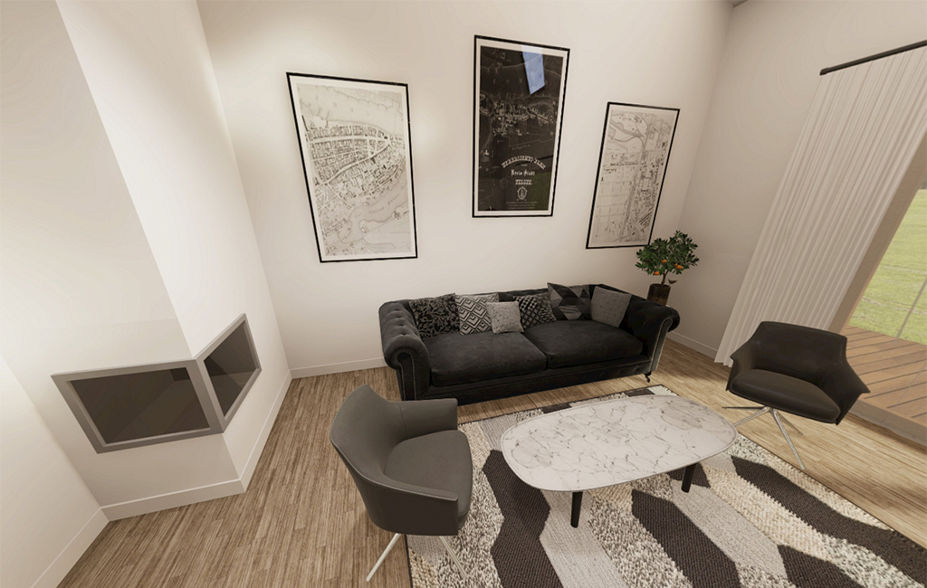 Projekt domu Siluris DM-6893 - przykładowa aranżacja salonu - ujęcie 2
